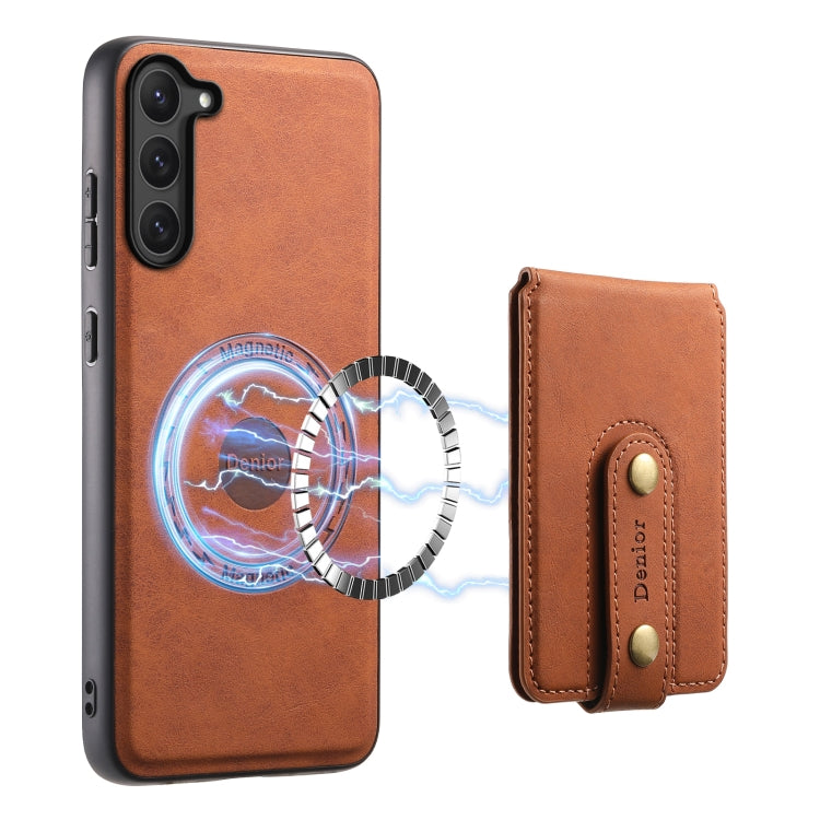 For Samsung Galaxy S23 5G Denior D14 NK Retro Pattern MagSafe Magnetic Card Holder Leather Phone Case(Brown) - Galaxy S23 5G Cases by Denior | Online Shopping UK | buy2fix