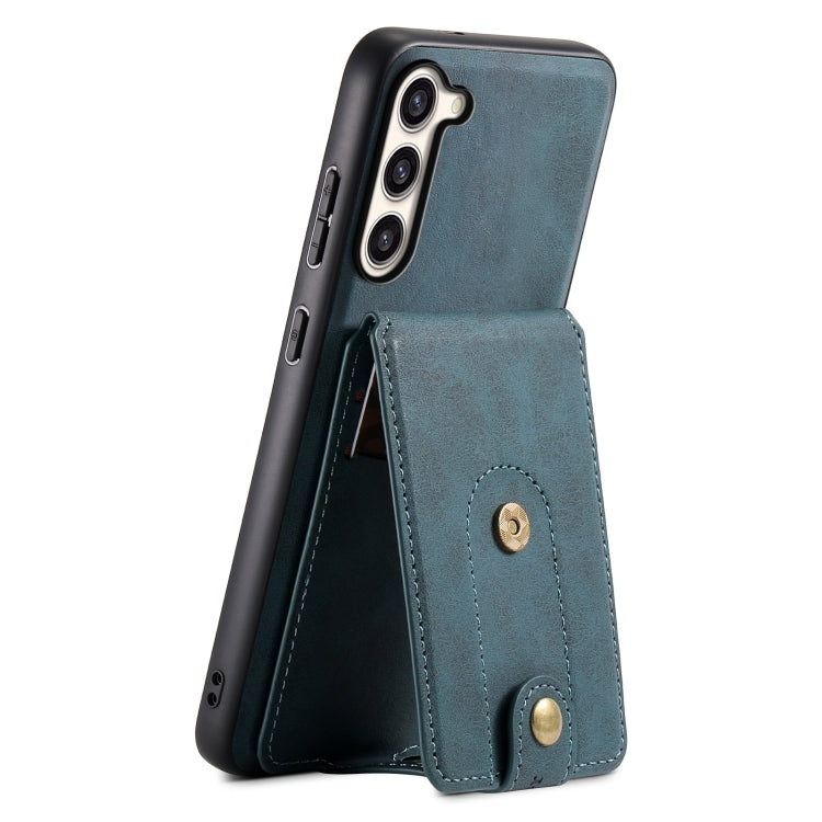 For Samsung Galaxy S23+ 5G Denior D14 NK Retro Pattern MagSafe Magnetic Card Holder Leather Phone Case(Blue) - Galaxy S23+ 5G Cases by Denior | Online Shopping UK | buy2fix