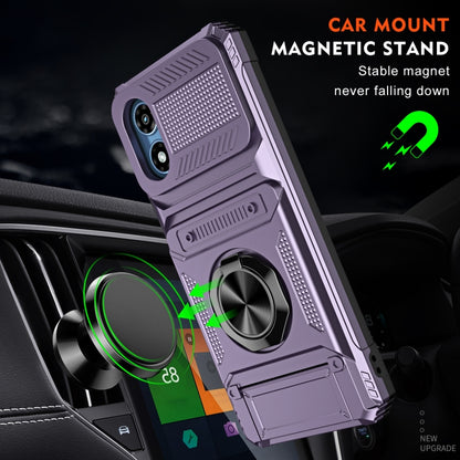 For Motorola Moto G Play 4G 2024 TPU+PC Shockproof Card Slot Phone Case with Metal Ring Holder(Purple) - Motorola Cases by buy2fix | Online Shopping UK | buy2fix