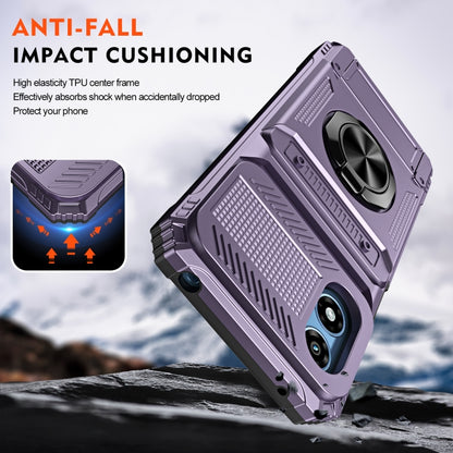 For Motorola Moto G Play 4G 2024 TPU+PC Shockproof Card Slot Phone Case with Metal Ring Holder(Purple) - Motorola Cases by buy2fix | Online Shopping UK | buy2fix