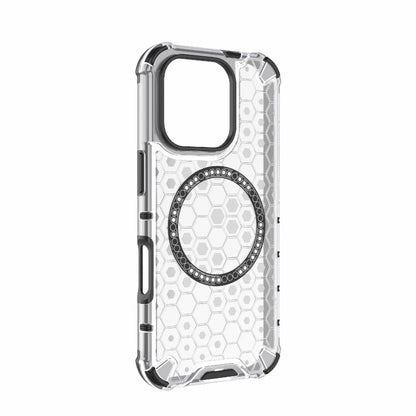 For iPhone 16 Pro Honeycomb Magnetic Ring Shockproof Phone Case(White) - iPhone 16 Pro Cases by buy2fix | Online Shopping UK | buy2fix