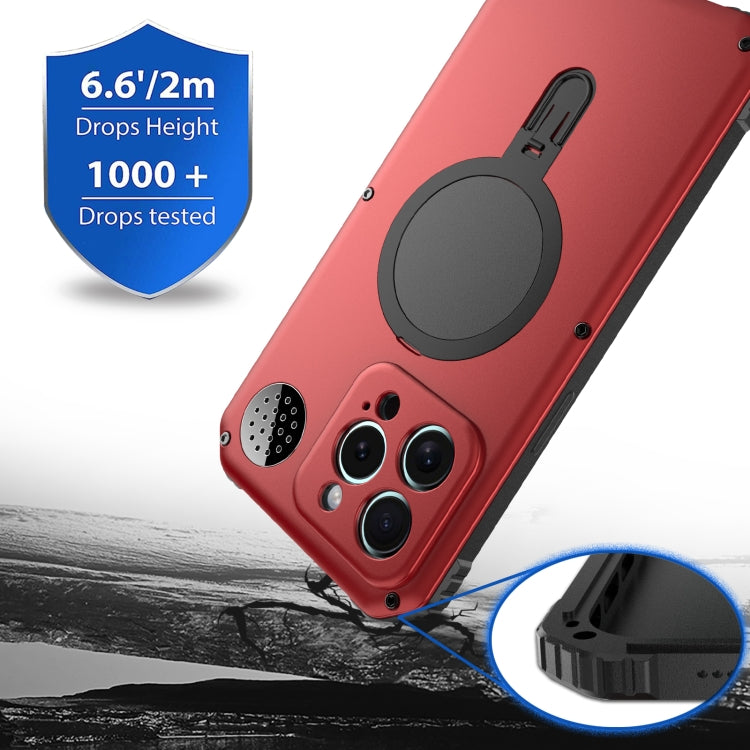 For iPhone 15 Aromatherapy MagSafe Holder Life Waterproof Rugged Phone Case(Red) - iPhone 15 Cases by buy2fix | Online Shopping UK | buy2fix