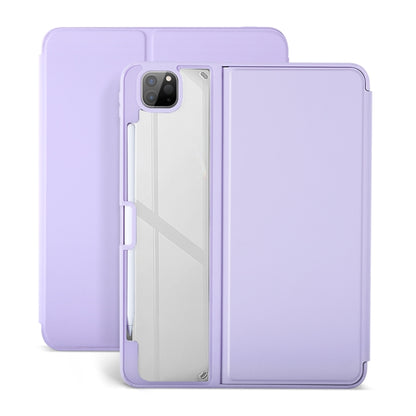 For iPad Air 13 2024 / Pro 12.9 2022 2-Fold Clear Acrylic Leather Tablet Case(Light Purple) - iPad Pro 12.9 (2022/2021) Cases by buy2fix | Online Shopping UK | buy2fix