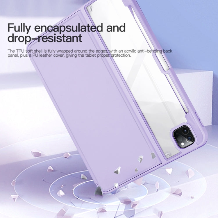 For iPad Air 13 2024 / Pro 12.9 2022 2-Fold Clear Acrylic Leather Tablet Case(Light Purple) - iPad Pro 12.9 (2022/2021) Cases by buy2fix | Online Shopping UK | buy2fix