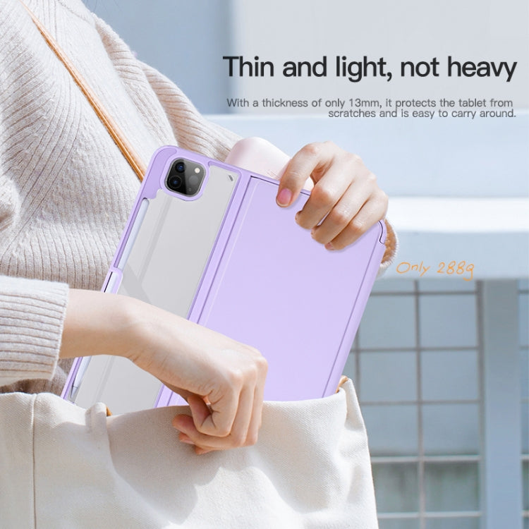 For iPad Air 13 2024 / Pro 12.9 2022 2-Fold Clear Acrylic Leather Tablet Case(Light Purple) - iPad Pro 12.9 (2022/2021) Cases by buy2fix | Online Shopping UK | buy2fix