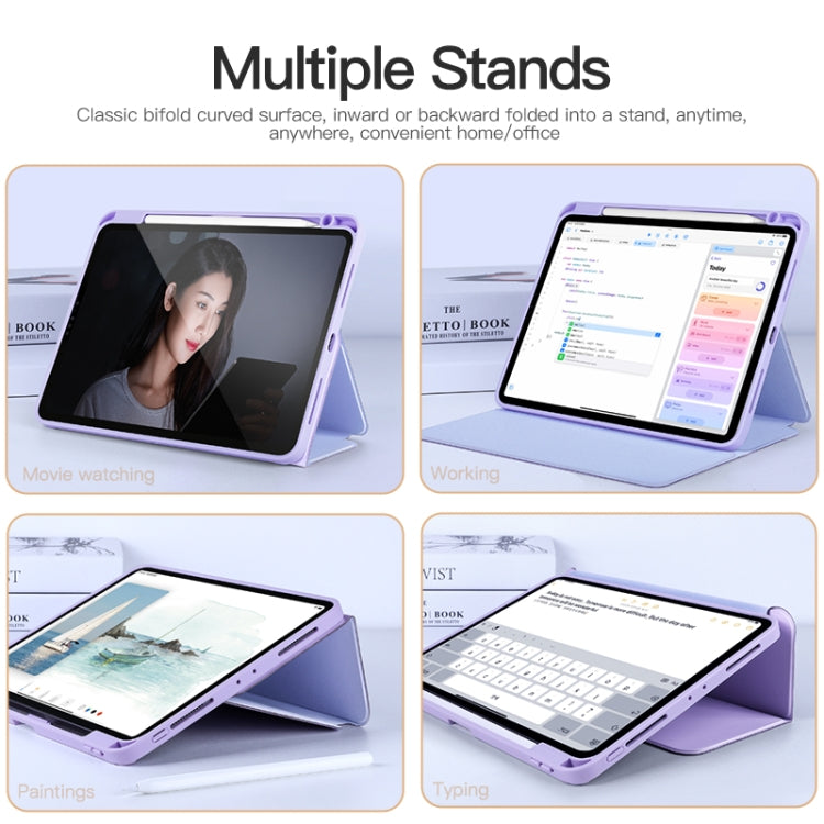 For iPad Air 13 2024 / Pro 12.9 2022 2-Fold Clear Acrylic Leather Tablet Case(Light Purple) - iPad Pro 12.9 (2022/2021) Cases by buy2fix | Online Shopping UK | buy2fix