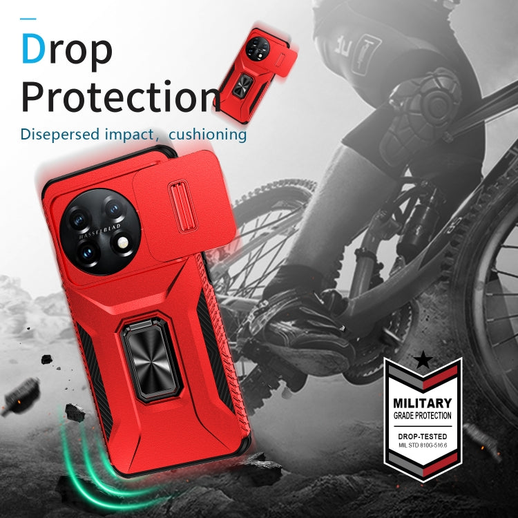 For OnePlus 11 5G Sliding Camshield Holder Phone Case(Red) - OnePlus Cases by buy2fix | Online Shopping UK | buy2fix