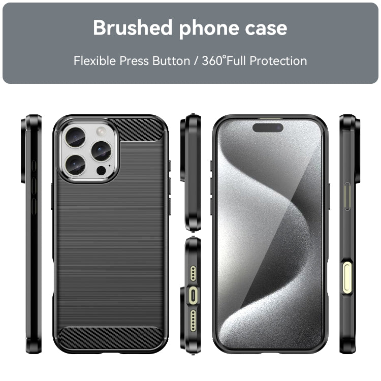 For iPhone 16 Pro Max Brushed Texture Carbon Fiber TPU Phone Case(Black) - iPhone 16 Pro Max Cases by buy2fix | Online Shopping UK | buy2fix