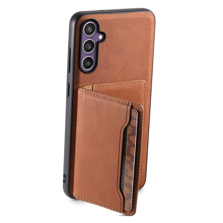 For Samsung Galaxy S23 FE 5G Denior D13 Retro Texture Leather MagSafe Card Bag Phone Case(Brown) - Galaxy S23 FE 5G Cases by Denior | Online Shopping UK | buy2fix