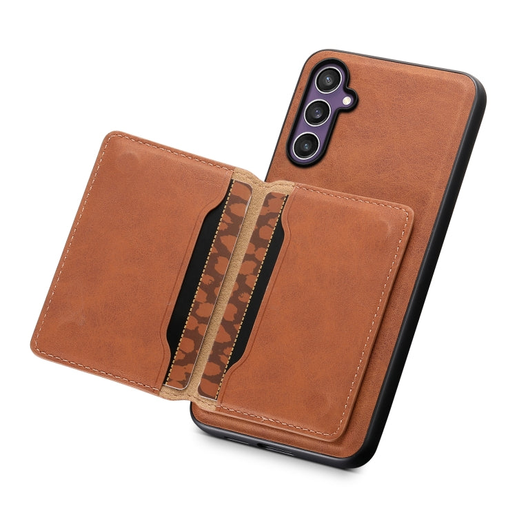 For Samsung Galaxy S23 FE 5G Denior D13 Retro Texture Leather MagSafe Card Bag Phone Case(Brown) - Galaxy S23 FE 5G Cases by Denior | Online Shopping UK | buy2fix