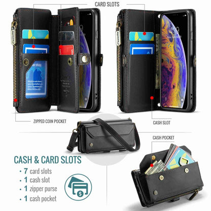 For iPhone XS Max CaseMe C36 Card Slots Zipper Wallet RFID Anti-theft Leather Phone Case(Black) - More iPhone Cases by CaseMe | Online Shopping UK | buy2fix