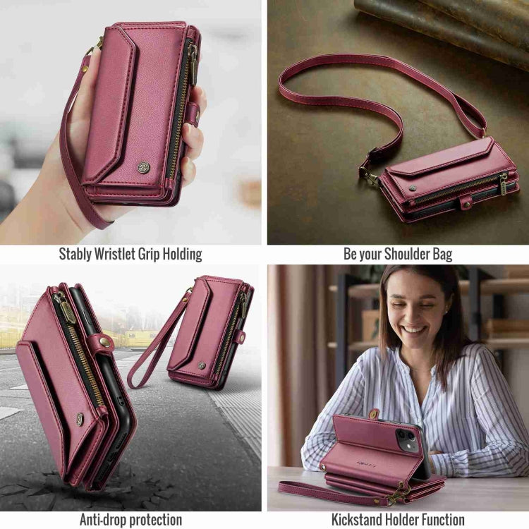 For iPhone 11 CaseMe C36 Card Slots Zipper Wallet RFID Anti-theft Leather Phone Case(Wine Red) - iPhone 11 Cases by CaseMe | Online Shopping UK | buy2fix