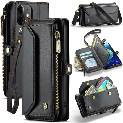 For iPhone 12 CaseMe C36 Card Slots Zipper Wallet RFID Anti-theft Leather Phone Case(Black) - iPhone 12 / 12 Pro Cases by CaseMe | Online Shopping UK | buy2fix