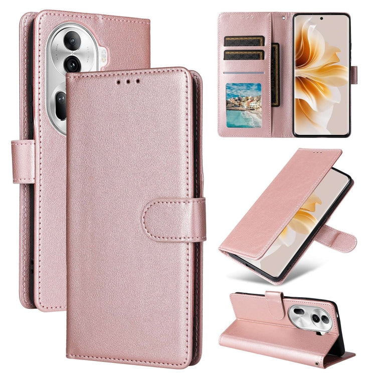 For OPPO Reno11 Pro 5G Global Multifunctional Horizontal Flip Leather Phone Case with Three Card Slot(Rose Gold) - Reno11 Pro Cases by buy2fix | Online Shopping UK | buy2fix