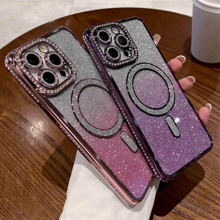 For iPhone 16 Pro Max Diamond Gradient Glitter Plated MagSafe Phone Case(Purple) - iPhone 16 Pro Max Cases by buy2fix | Online Shopping UK | buy2fix