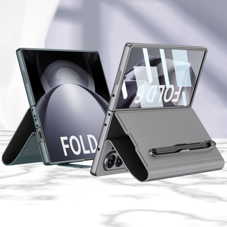 For Samsung Galaxy Z Fold6 GKK Integrated Flip Leather Case with Pen Slotm, Stylus Not Included(Silver) - Galaxy Z Fold6 5G Cases by GKK | Online Shopping UK | buy2fix