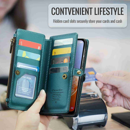 For Samsung Galaxy A14 5G / 4G CaseMe C36 Card Slots Zipper Wallet RFID Anti-theft Leather Phone Case(Blue-green) - Galaxy Phone Cases by CaseMe | Online Shopping UK | buy2fix