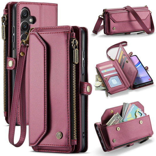 For Samsung Galaxy A15 CaseMe C36 Card Slots Zipper Wallet RFID Anti-theft Leather Phone Case(Wine Red) - Galaxy Phone Cases by CaseMe | Online Shopping UK | buy2fix