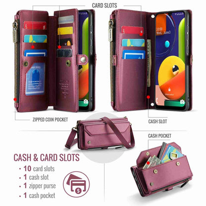 For Samsung Galaxy A30s / A50s / A50 CaseMe C36 Card Slots Zipper Wallet RFID Anti-theft Leather Phone Case(Wine Red) - Galaxy Phone Cases by CaseMe | Online Shopping UK | buy2fix