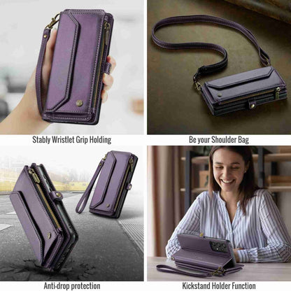 For Samsung Galaxy A52 / A52s 5G CaseMe C36 Card Slots Zipper Wallet RFID Anti-theft Leather Phone Case(Purple) - Galaxy Phone Cases by CaseMe | Online Shopping UK | buy2fix