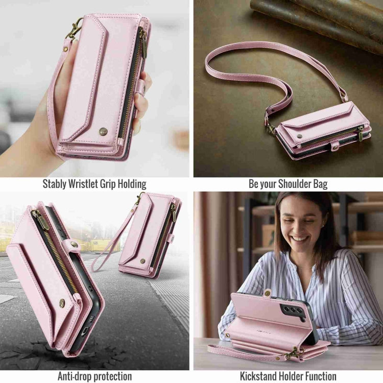 For Samsung Galaxy S21 FE 5G CaseMe C36 Card Slots Zipper Wallet RFID Anti-theft Leather Phone Case(Pink) - Galaxy Phone Cases by CaseMe | Online Shopping UK | buy2fix