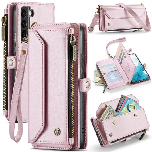 For Samsung Galaxy S22 5G CaseMe C36 Card Slots Zipper Wallet RFID Anti-theft Leather Phone Case(Pink) - Galaxy S22 5G Cases by CaseMe | Online Shopping UK | buy2fix