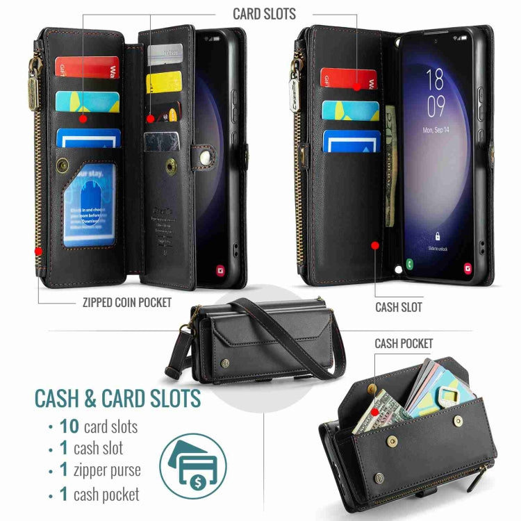 For Samsung Galaxy S23+ 5G CaseMe C36 Card Slots Zipper Wallet RFID Anti-theft Leather Phone Case(Black) - Galaxy S23+ 5G Cases by CaseMe | Online Shopping UK | buy2fix