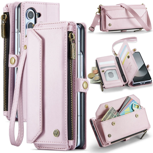 For Samsung Galaxy Z Fold6 5G CaseMe C36 Card Slots Zipper Wallet RFID Anti-theft Leather Phone Case(Pink) - Galaxy Z Fold6 5G Cases by CaseMe | Online Shopping UK | buy2fix