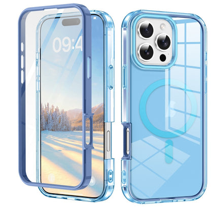 For iPhone 16 Pro Colorful MagSafe Magnetic PC Hybrid TPU Phone Case(Blue) - iPhone 16 Pro Cases by buy2fix | Online Shopping UK | buy2fix