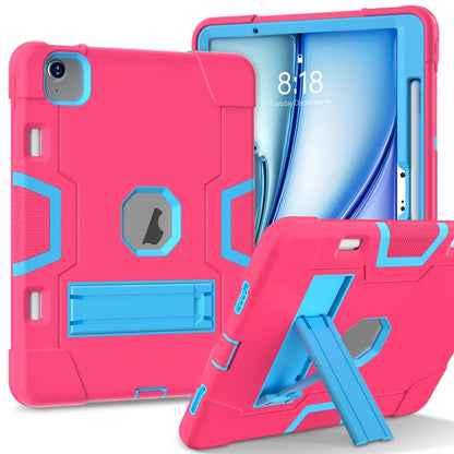 For iPad Air 11 2024 Contrast Color Silicone Acrylic PC Tablet Case with Holder(Rose Red Blue) - iPad Air 11 2024 Cases by buy2fix | Online Shopping UK | buy2fix