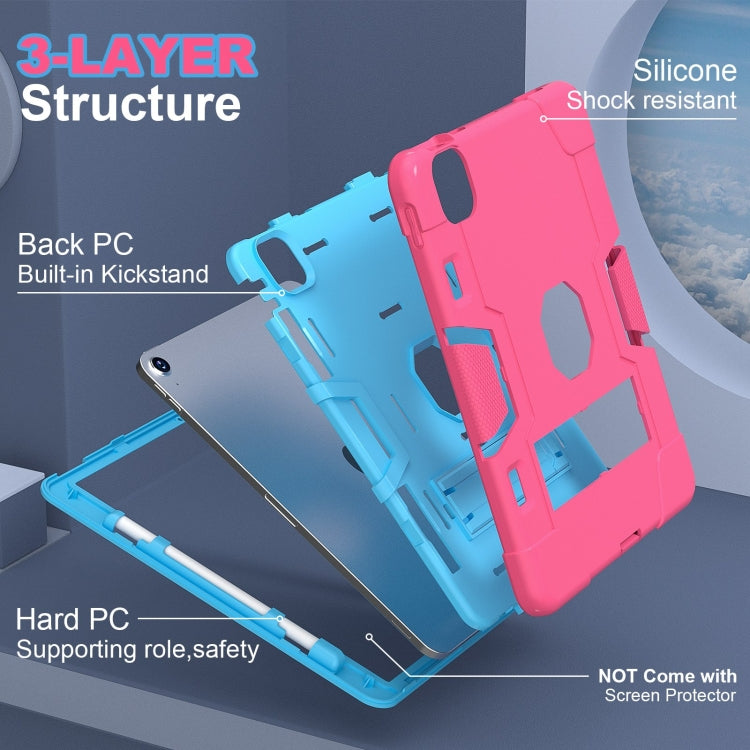 For iPad Air 11 2025 / 2024 Contrast Color Silicone Acrylic PC Tablet Case with Holder(Rose Red Blue) - iPad Air 11 2025 / 2024 Cases by buy2fix | Online Shopping UK | buy2fix