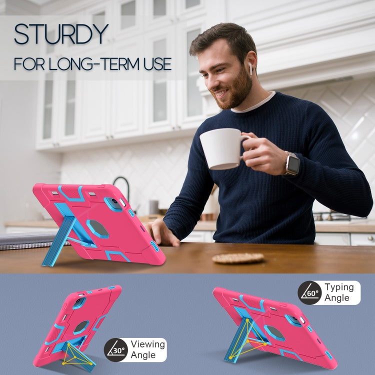 For iPad Air 11 2025 / 2024 Contrast Color Silicone Acrylic PC Tablet Case with Holder(Rose Red Blue) - iPad Air 11 2025 / 2024 Cases by buy2fix | Online Shopping UK | buy2fix