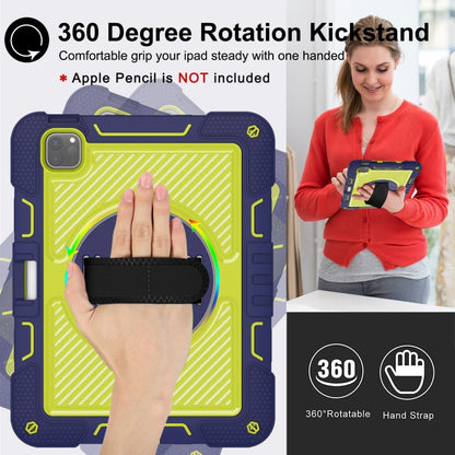 For iPad Pro 11 2024 360 Degree Rotation PC Contrast Silicone Tablet Case(Navy Blue + Yellow Green) - iPad Pro 11 2024 Cases by buy2fix | Online Shopping UK | buy2fix