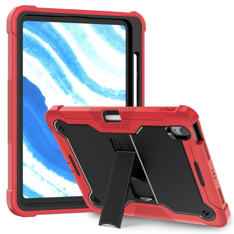 For iPad Air 11 2024 / Air 2022 10.9 Shockproof Silicone Hybrid PC Tablet Case with Holder(Black + Red) - iPad Air 11 2025 / 2024 Cases by buy2fix | Online Shopping UK | buy2fix