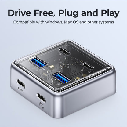 ORICO XHJ2U2C-G2 4-Port Compact Zinc Alloy USB 3.0 HUB Expand Converter(Silver) - USB 3.0 HUB by ORICO | Online Shopping UK | buy2fix