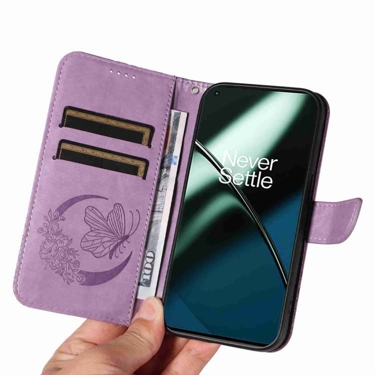 For OnePlus 11 5G Swallowtail Butterfly Embossed Leather Phone Case(Purple) - OnePlus Cases by buy2fix | Online Shopping UK | buy2fix