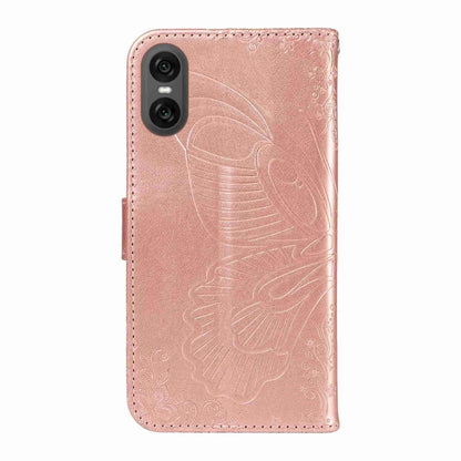 For Sony Xperia 10 VI 2024 Swallowtail Butterfly Embossed Leather Phone Case(Rose Gold) - Sony Cases by buy2fix | Online Shopping UK | buy2fix