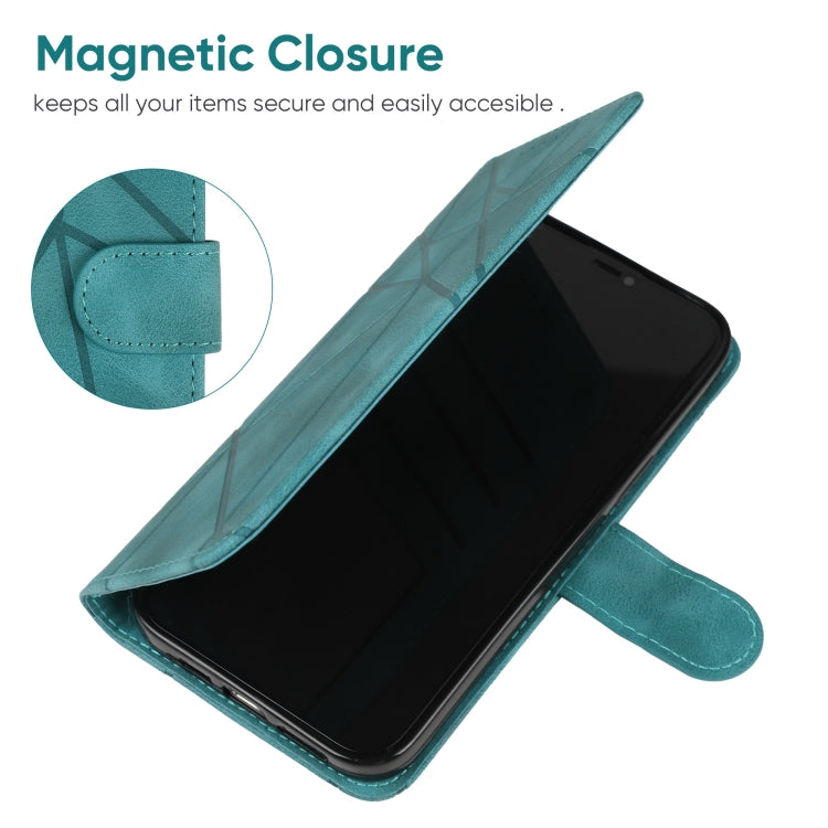 For Samsung Galaxy S24 / S25 5G Skin Feel Geometric Lines Leather Phone Case(Green) - Galaxy S24 5G Cases by buy2fix | Online Shopping UK | buy2fix