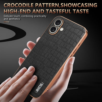 For iPhone 16 AZNS Electroplated Frame Crocodile Texture Full Coverage Phone Case(White) - iPhone 16 Cases by AZNS | Online Shopping UK | buy2fix