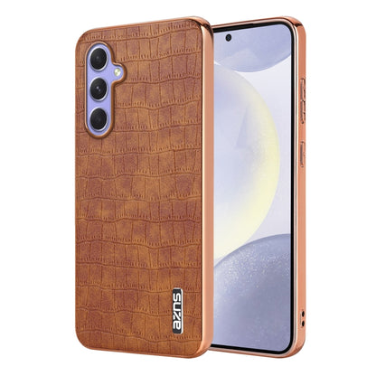 For Samsung Galaxy S23 FE 5G AZNS Electroplated Frame Crocodile Texture Full Coverage Phone Case(Brown) - Galaxy S23 FE 5G Cases by AZNS | Online Shopping UK | buy2fix