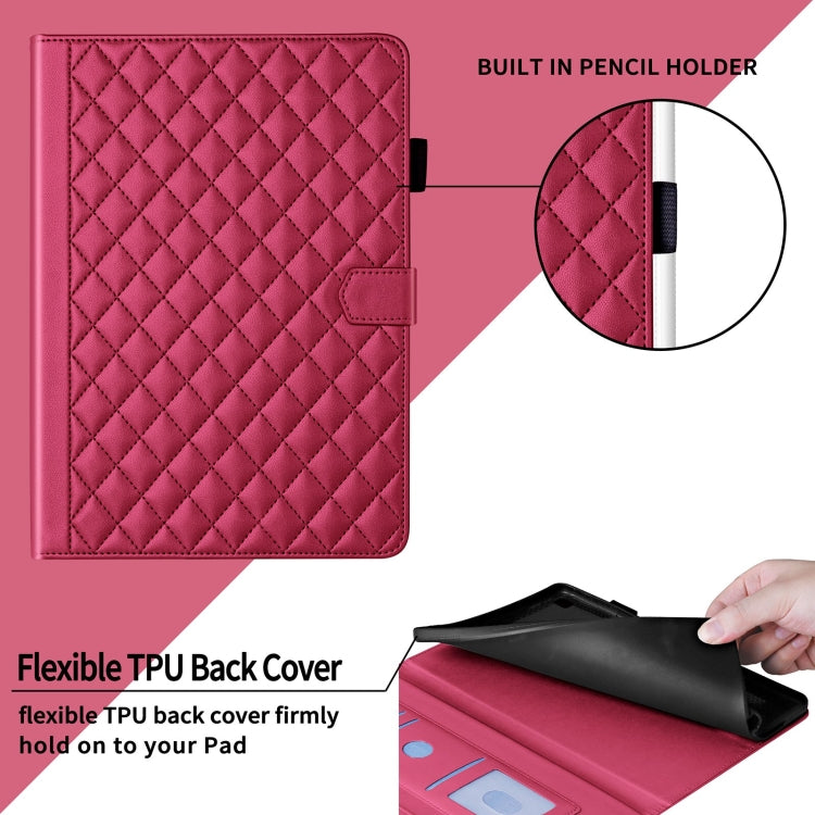 For iPad Pro 13 2024 Rhombus Lattice Leather Smart Tablet Case(Red) - iPad Pro 13 2024 Cases by buy2fix | Online Shopping UK | buy2fix