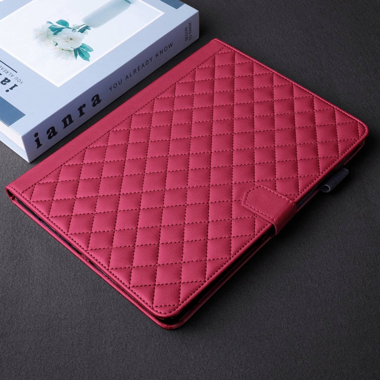 For iPad Pro 11 2024 Rhombus Lattice Leather Smart Tablet Case(Red) - iPad Pro 11 2024 Cases by buy2fix | Online Shopping UK | buy2fix