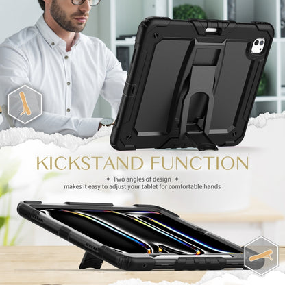 For iPad Pro 13 2024 Silicone Hydric PC Tablet Case with Shoulder Strap & Holder(Black) - iPad Pro 13 2024 Cases by buy2fix | Online Shopping UK | buy2fix