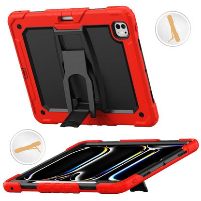 For iPad Pro 13 2024 Silicone Hydric PC Tablet Case with Shoulder Strap & Holder(Red) - iPad Pro 13 2024 Cases by buy2fix | Online Shopping UK | buy2fix