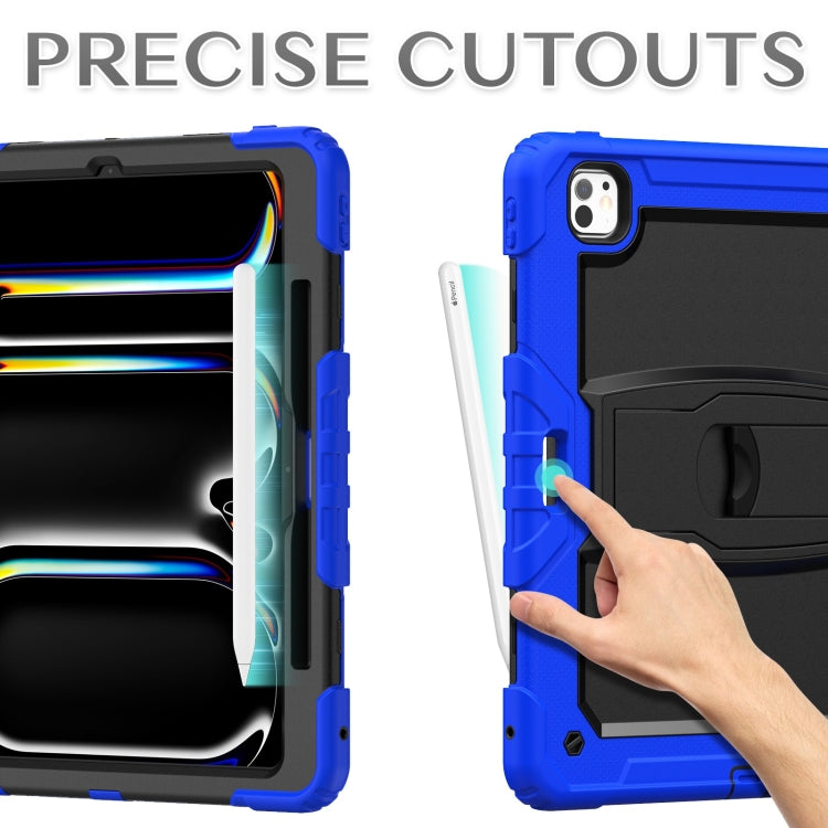 For iPad Pro 13 2024 Silicone Hydric PC Tablet Case with Shoulder Strap & Holder(Blue) - iPad Pro 13 2024 Cases by buy2fix | Online Shopping UK | buy2fix