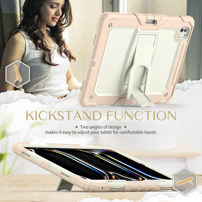 For iPad Pro 13 2024 Silicone Hydric PC Tablet Case with Shoulder Strap & Holder(Beige Rose Gold) - iPad Pro 13 2024 Cases by buy2fix | Online Shopping UK | buy2fix