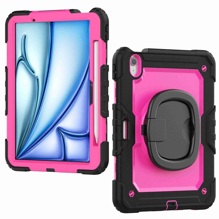 For iPad Air 11 2024 Handle Silicone Hydric PC Tablet Case with Shoulder Strap(Rose Red PC) - iPad Air 11 2024 Cases by buy2fix | Online Shopping UK | buy2fix