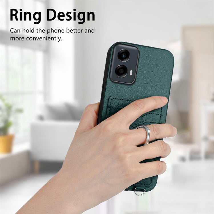 For Motorola Moto G Play 2024 5G R20 Ring Card Holder Phone Case(Green) - Motorola Cases by buy2fix | Online Shopping UK | buy2fix