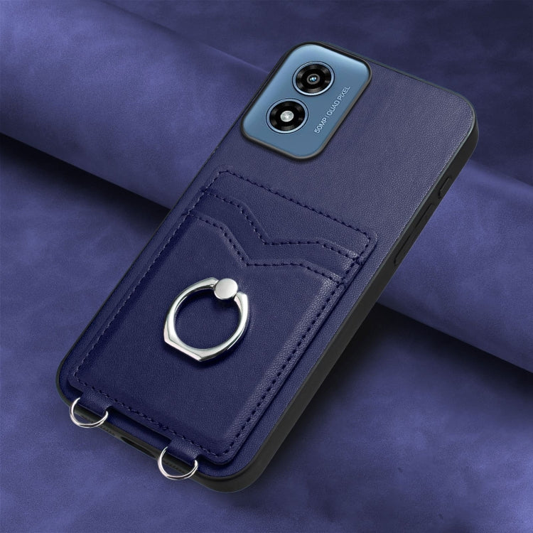 For Motorola Moto G Play 2024 4G R20 Ring Card Holder Phone Case(Blue) - Motorola Cases by buy2fix | Online Shopping UK | buy2fix