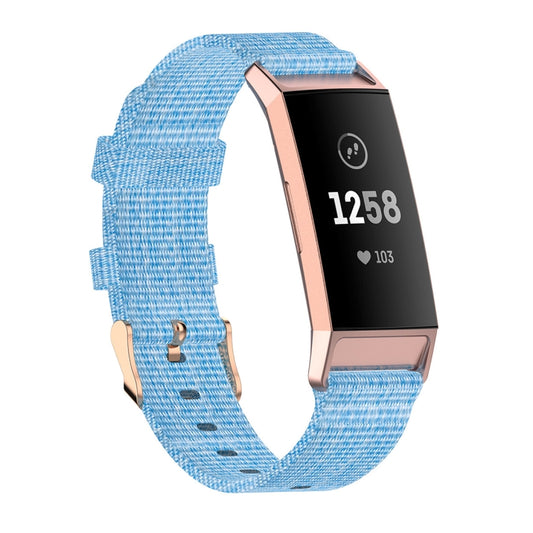 For Fitbit Charge 4 / Charge 3 / Charge3 SE Braided Nylon Watch Band Plastic Head, Size: Free Size(Light Blue) - Watch Bands by buy2fix | Online Shopping UK | buy2fix